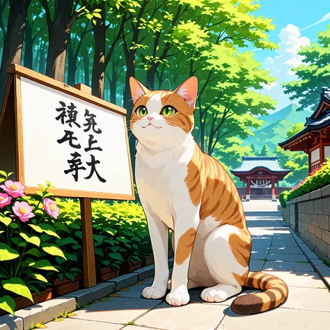 (masterpiece), (best quality), (ultra-detailed), Accompanied by a cat, (cute cat), outdoors,absurderes, Hi-Res, ultra-detailed, BREAK, Expressive lettering, Elegant décor, Design images featuring beautiful calligraphy with craftsmanship and skill。
