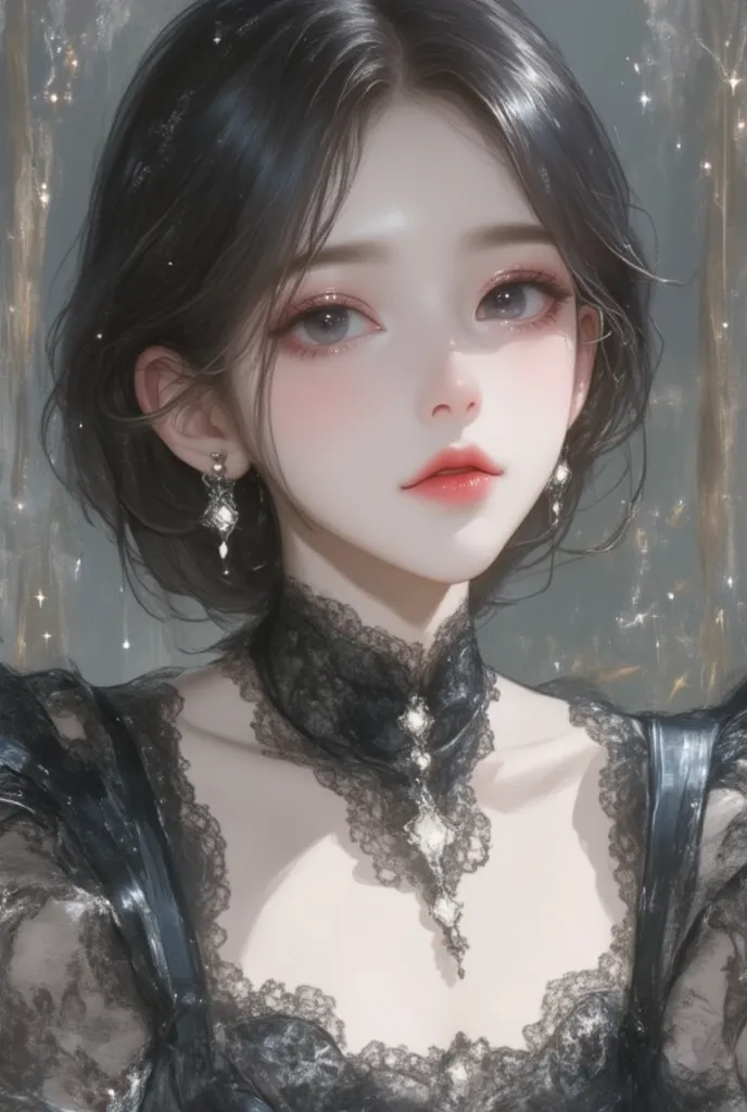 ((top quality)), ((masterpiece)), (details)、Beautiful Girl、Straight black hair up to the waist、dark brown eyes、Gothic Fantasy、 have a smiling smile 、delicate body、Asahi、