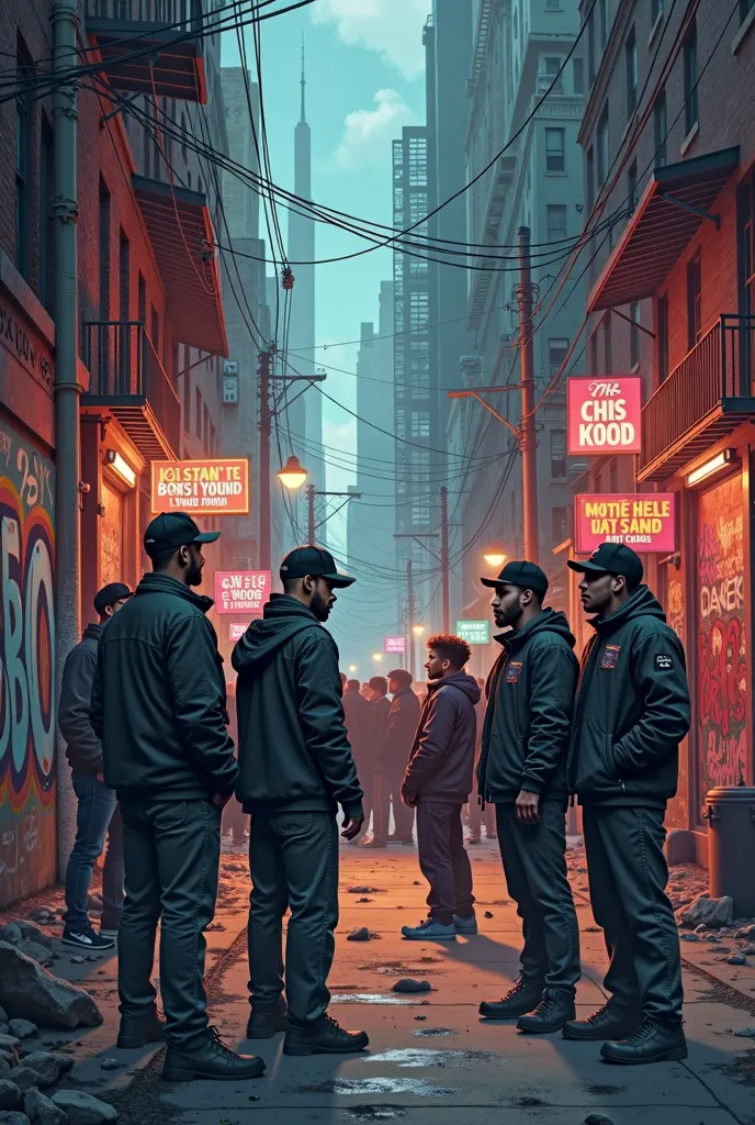 genre crime, in the style of hip-hop, guys discuss harsh everyday life in one of the neighborhoods of the metropolis, Voice of the Streets sign