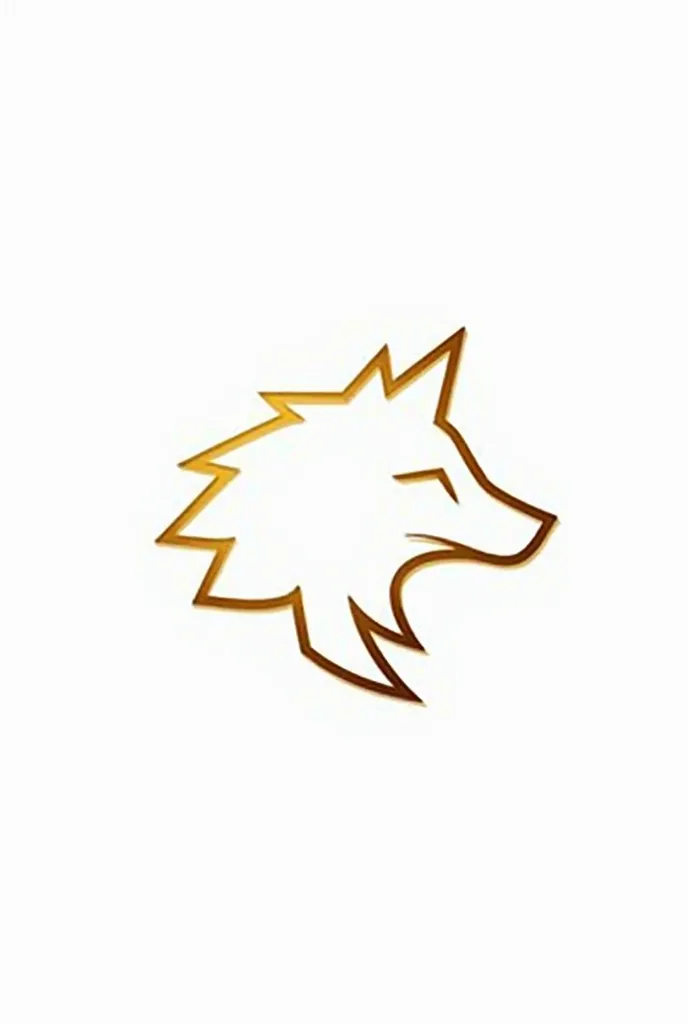 "A minimalist and elegant wolf logo created using thin, golden lines on a pure white background. The design features a sleek and geometric outline of a wolf’s head, capturing its fierce and intelligent expression. The lines are smooth and evenly spaced, fo...