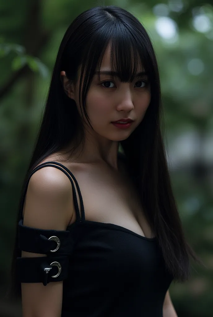 masterpiece, TOP QUALITY, best quality, official art, Beautiful and Aesthetic:1.2), (1 girl:1.3), dark brown hair, very detailed, portrait, viewers, Alone, (full body:0.6), detailed background, close-up, (warm summer nighttime feudal Japan theme:1.1), Ninj...