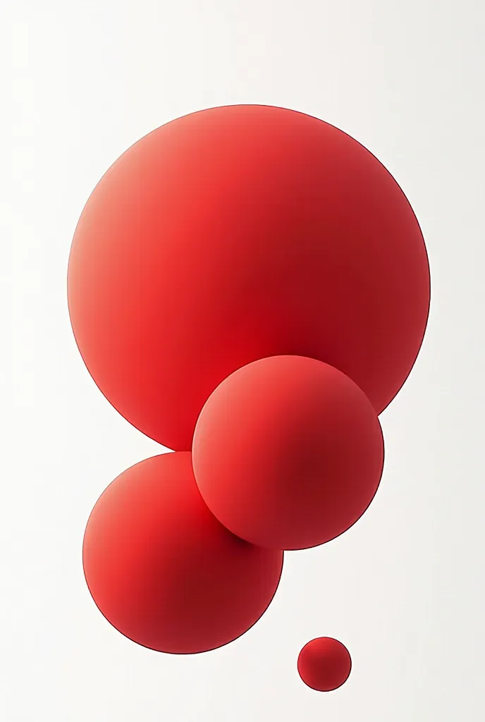 four red circles separate from each other in different sizes on a white background, very beautiful and rich red colour