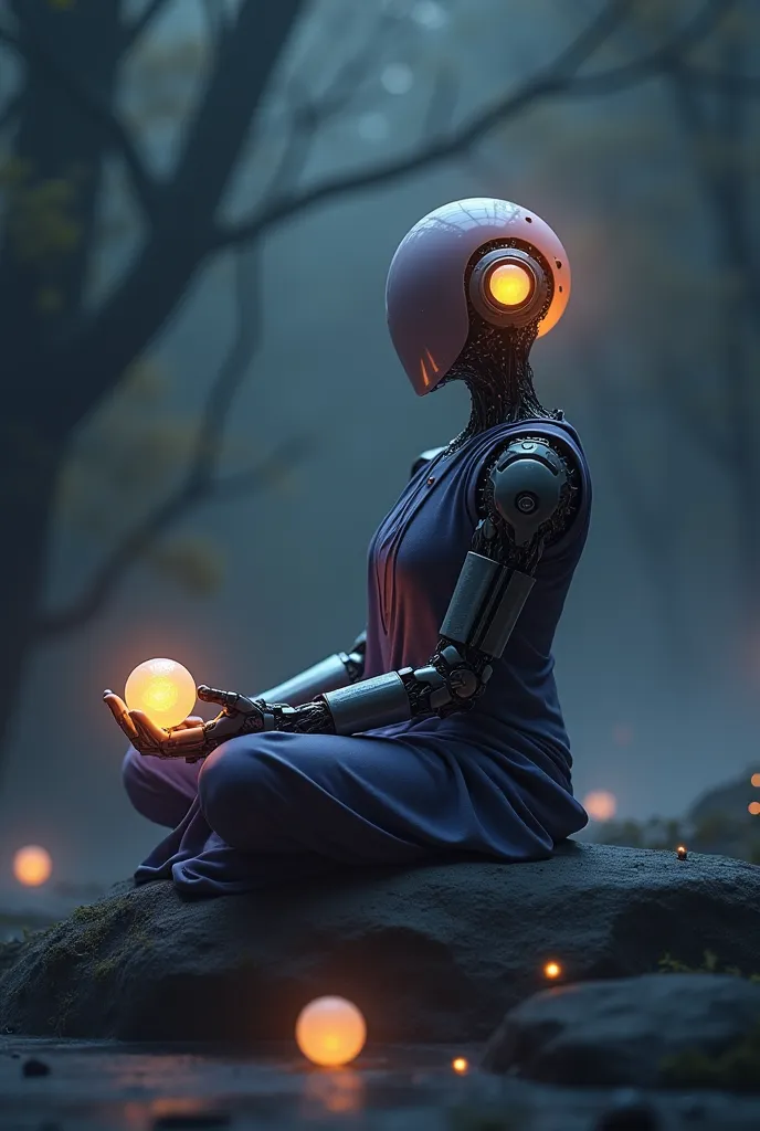 Zenyatta with relaxing pose and use dark colors like black, blue, purple 