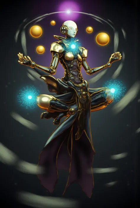 Use this reference of zenyatta and use the colors black, blue, purple. And have him in a relaxing position 