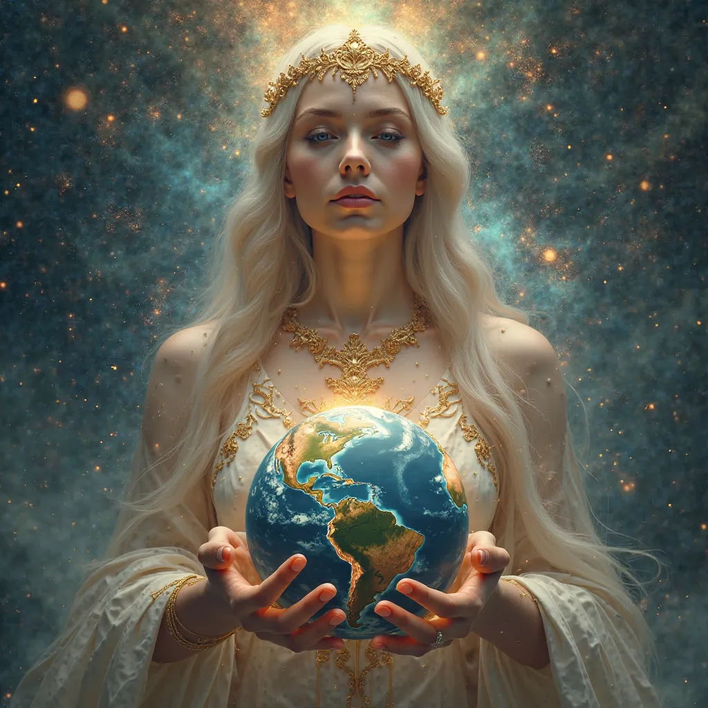  The most powerful of the female gods holds the world between her hands 