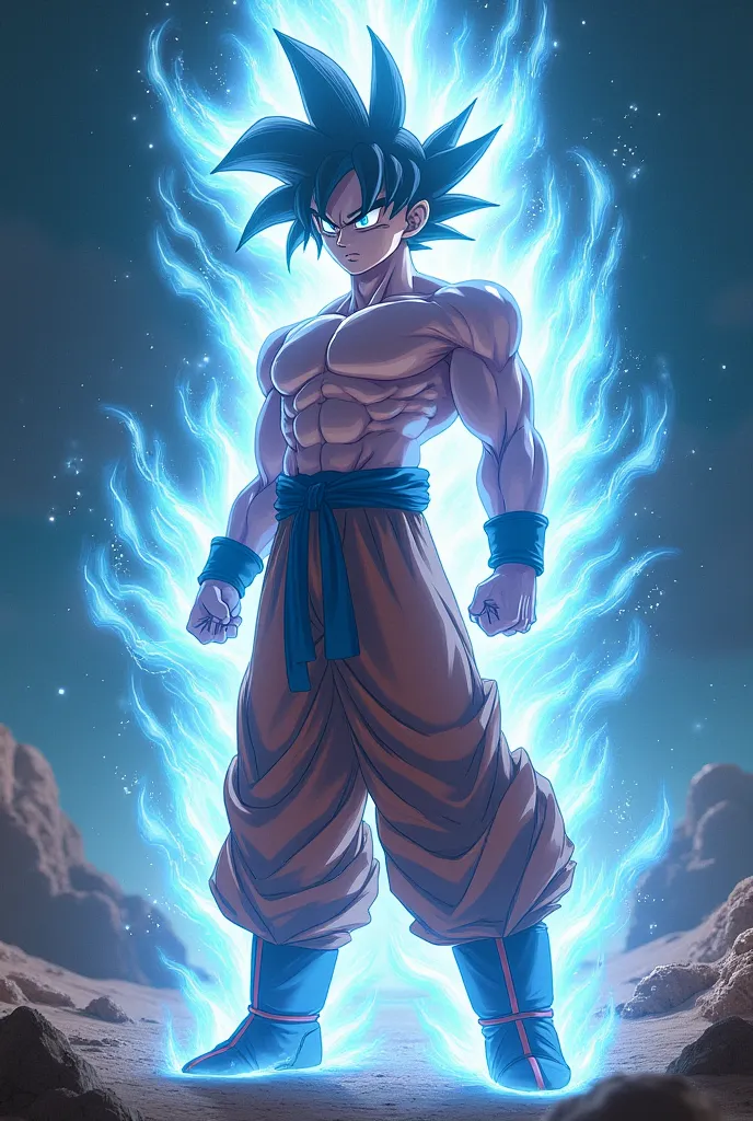 Gamer goku with ultra instinct aura