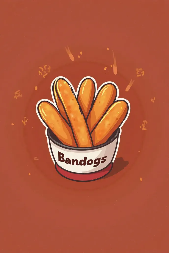 Create a logo for my company dedicated to making Korean corn dogs, That's why I want the logo to contain, corn dogs,  the name of the company  (Bandogs) and some designs that you add like other foods next to corn dogs, such as, a Dorito , etc