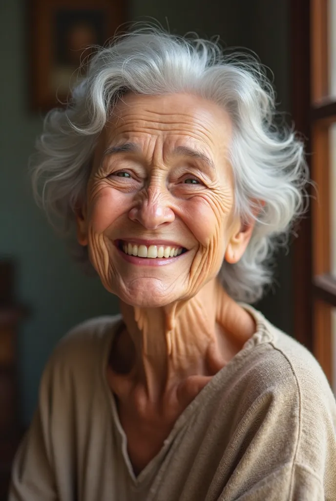 Old woman happy

