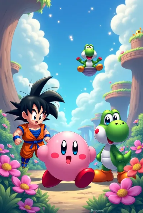 Kirby y Goku y Yoshi
