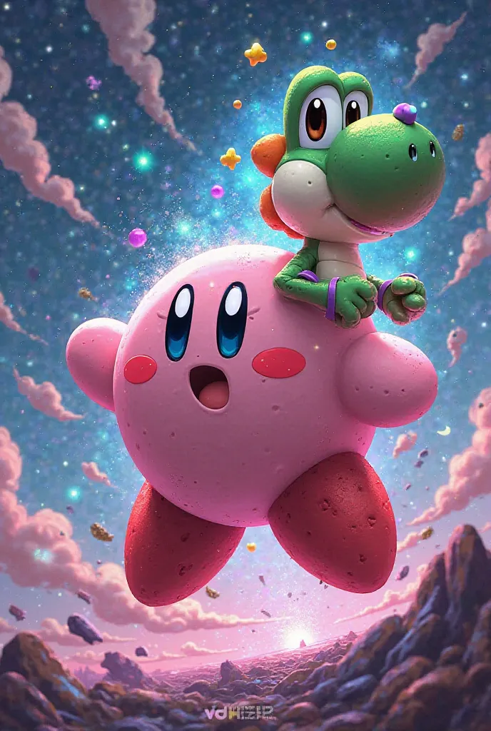 Kirby merged with Yoshi and Goku
