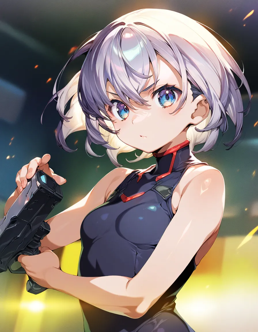 1girl,  little female, beautiful detailed eyes, wind, cyberpunk, weapon, stance, game CG, general, break,(artist:orion_(orionproject) ),artist:fujiyama,artist:onono_imoko,break,(masterpiece), (best quality), (ultra-detailed),(Detailed Lighting), very aesth...