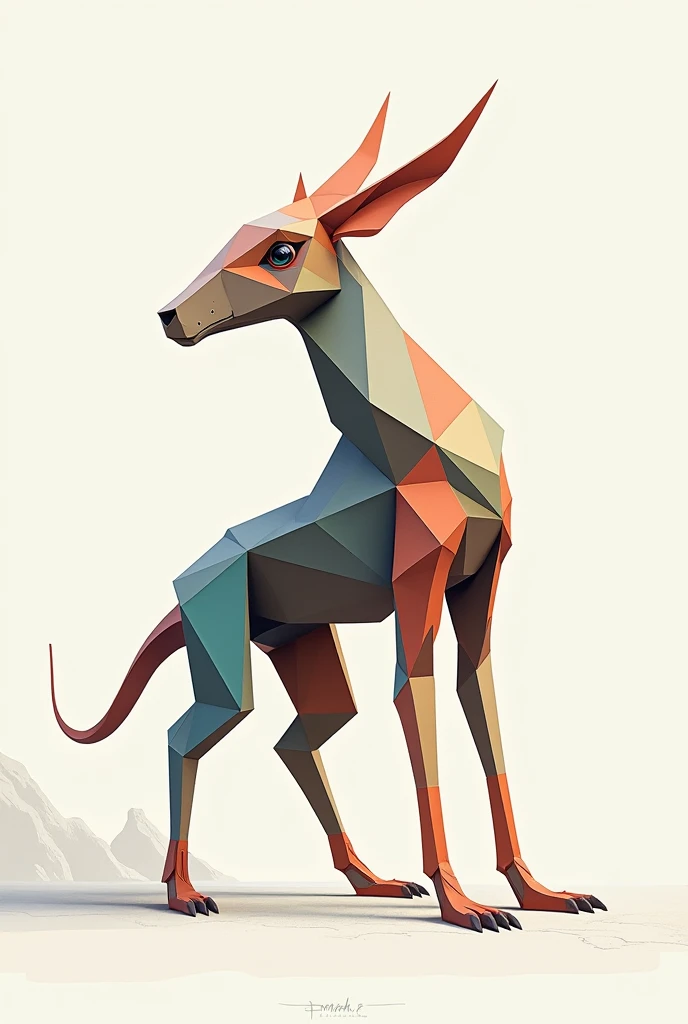 Pictures of abstract animals with geometric lines and organic steps  