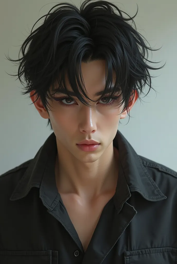 Black Short Hair Black Eyelids Cool Wearing Casual Clothing Male