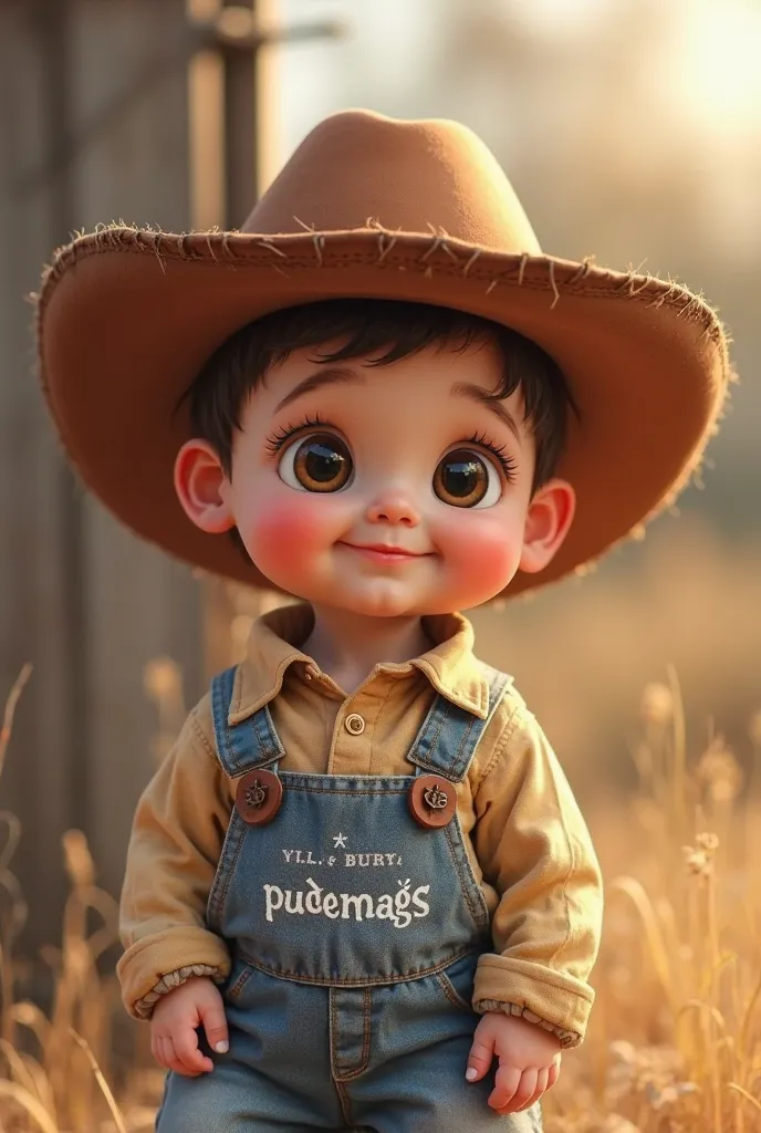 BABY WITH A COWBOY HAT WEARING THE NAME TATAMUÉS PUEDMAG
