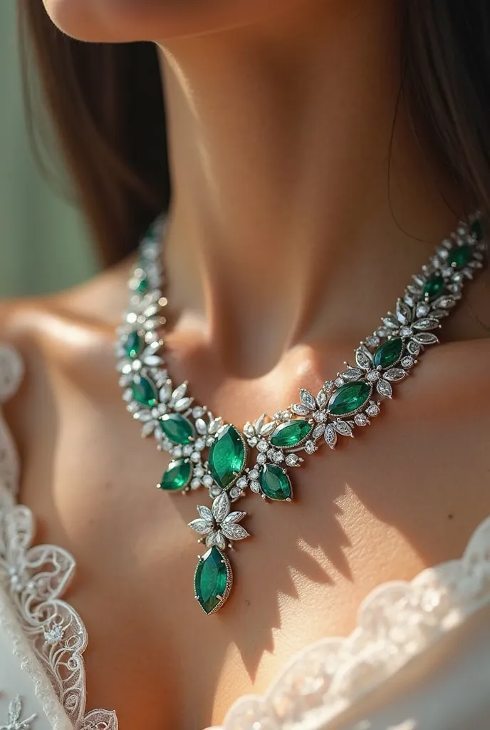 a beautiful necklace  with a shining stones