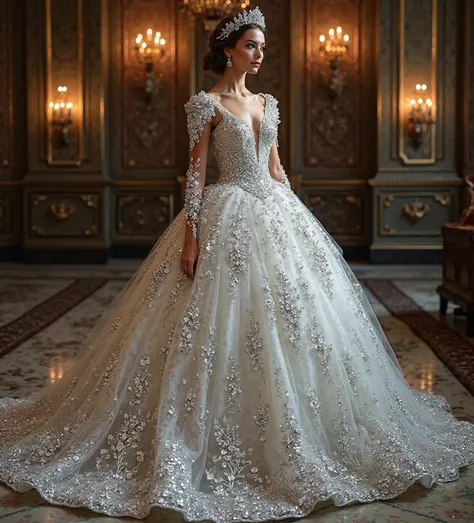 diamond wedding dress　gorgeous　 Princess Line