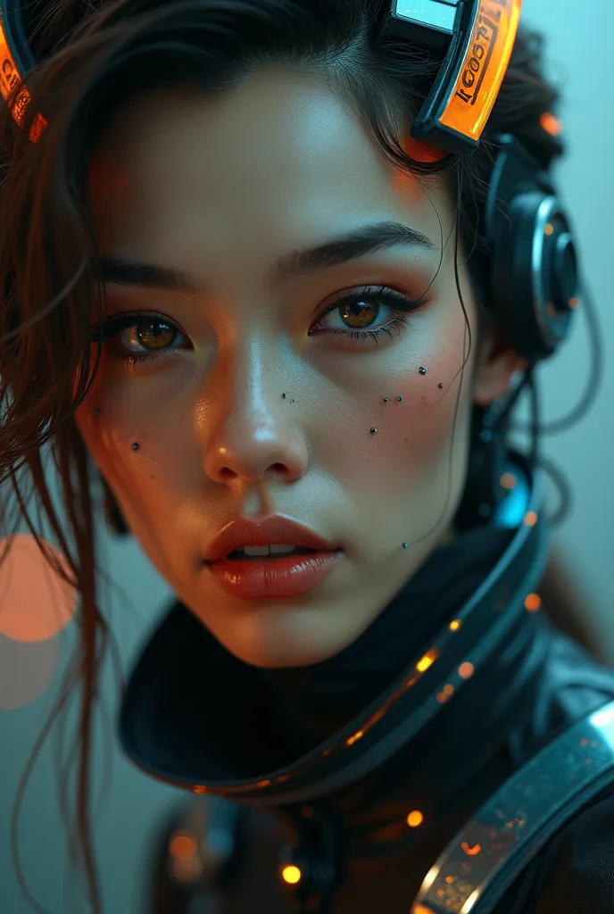 close up cyberpunk beautiful woman