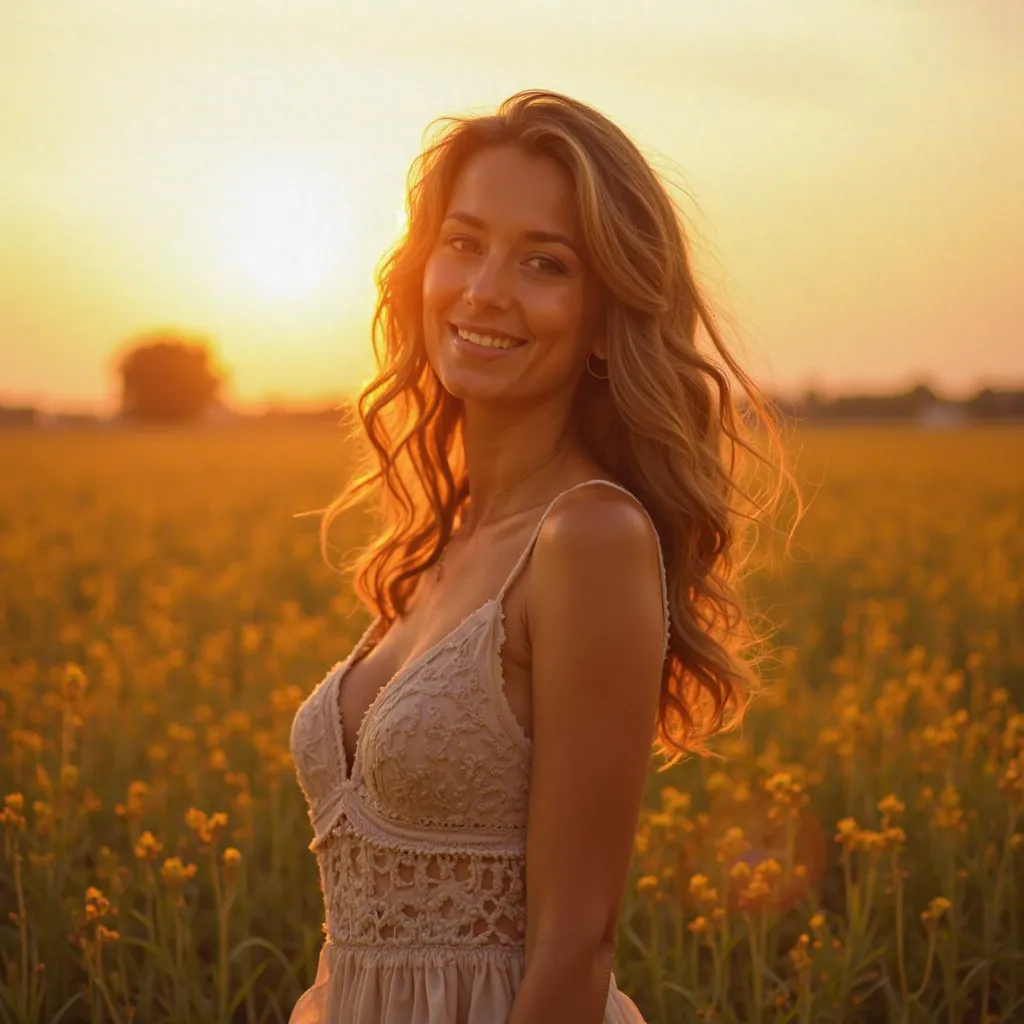 beauty, woman, fields, life, perfect day, happy, golden hour