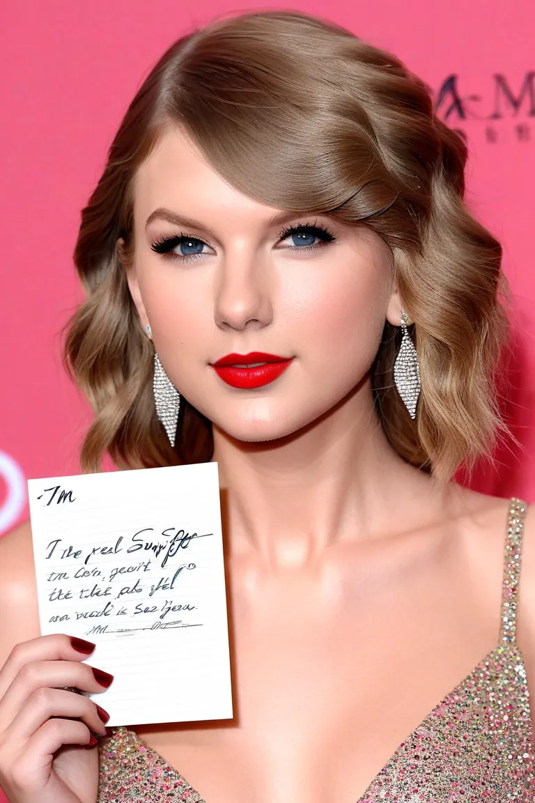 Taylor Swift to hold a paper written I’m the real Taylor Swift dear fan 