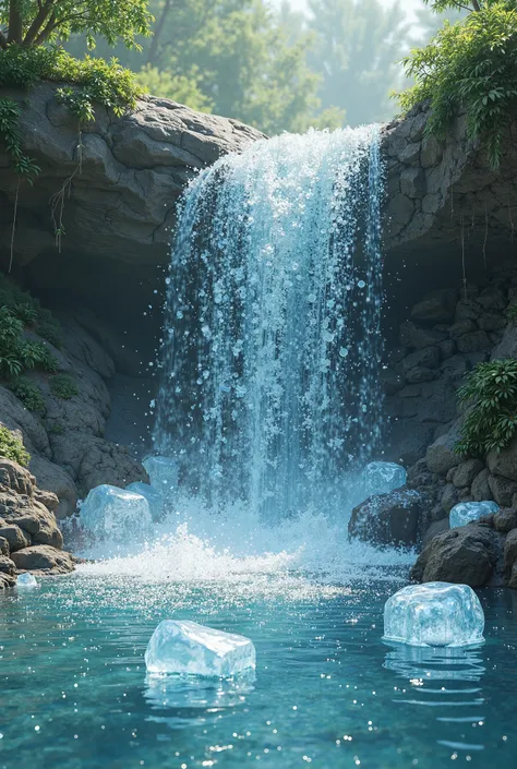 A soft drink waterfall with ice