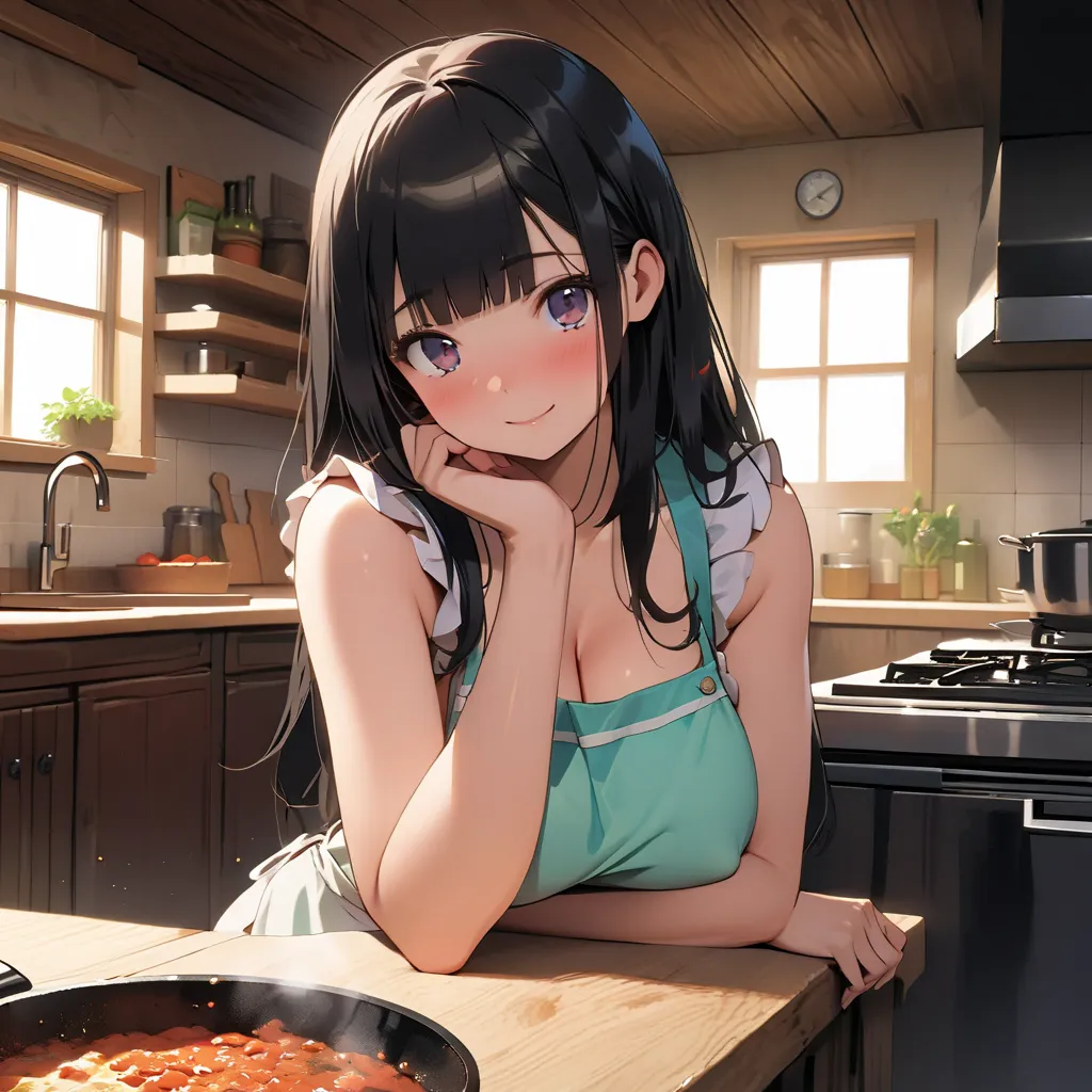 (((nsfw, masterpiece, best quality, ultra-high-resolution illustrations, beautiful artwork, award-winning works))), ((vivid)), 1 adult woman, motherly, 35-year-old, (anime-style:1.2), (beautiful:1.2), cute, aroused, gentle, kind, (long straight black hair,...