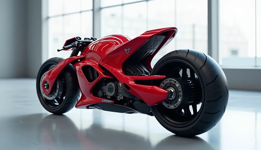 2025 (Dodge Tomahawk) in (Red )colour standing in showroom The Back View