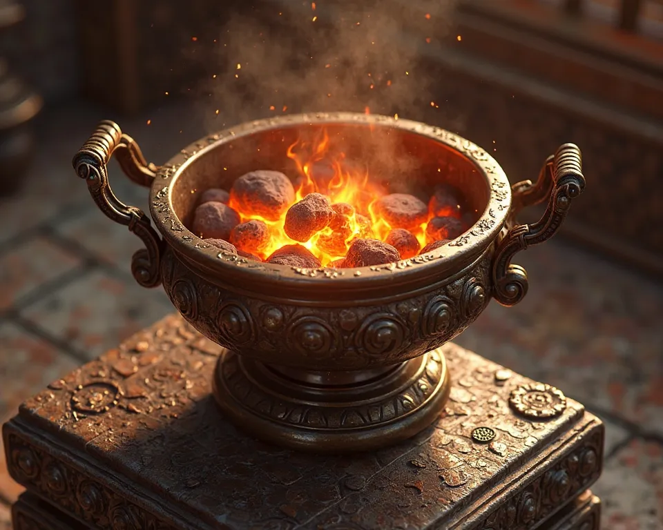 A brazier filled with hot charcoal, Achaemenid era – top-down view.