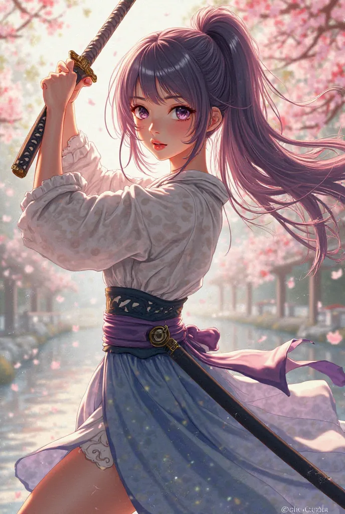 Beautiful Anime Girl with Katana