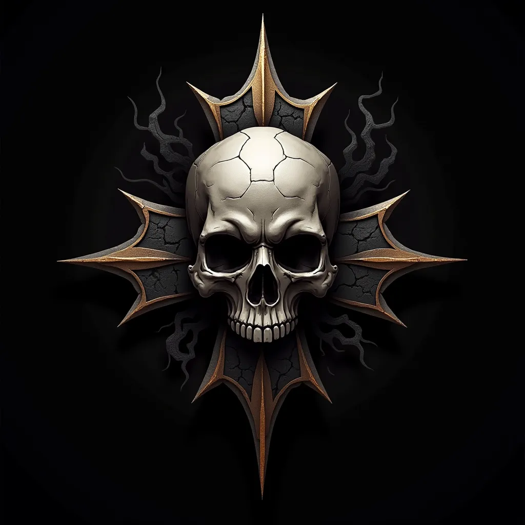 The emblem for the military clan (orders) MERCY in SQUAD. . The composition centers on a stylized skull with rigid, with detailed features, made in the spirit of the Wagner..behind the emblem is an order "cosmodesante"   The background is dark , with light...