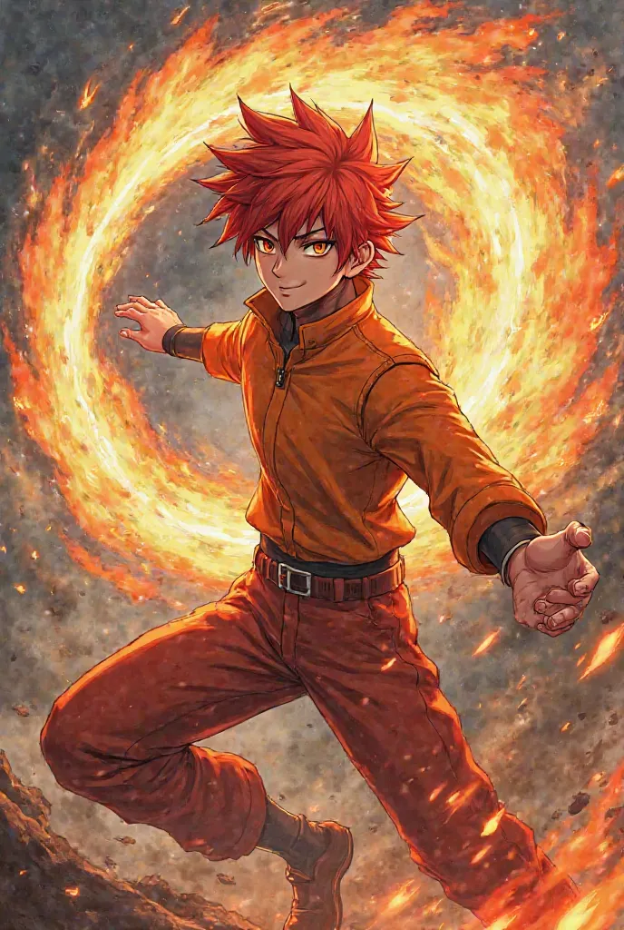 An 18 year old anime boy with fire powers