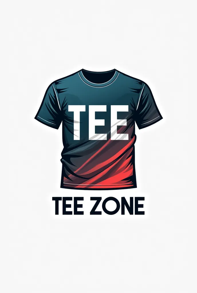 "Design a unique, eye-catching logo for a T-shirt brand, featuring a minimalist yet bold design. Incorporate elements like a T-shirt silhouette, fabric textures, or a stylish shirt fold, combined with modern typography name'TEE ZONE'. Use vibrant colors an...