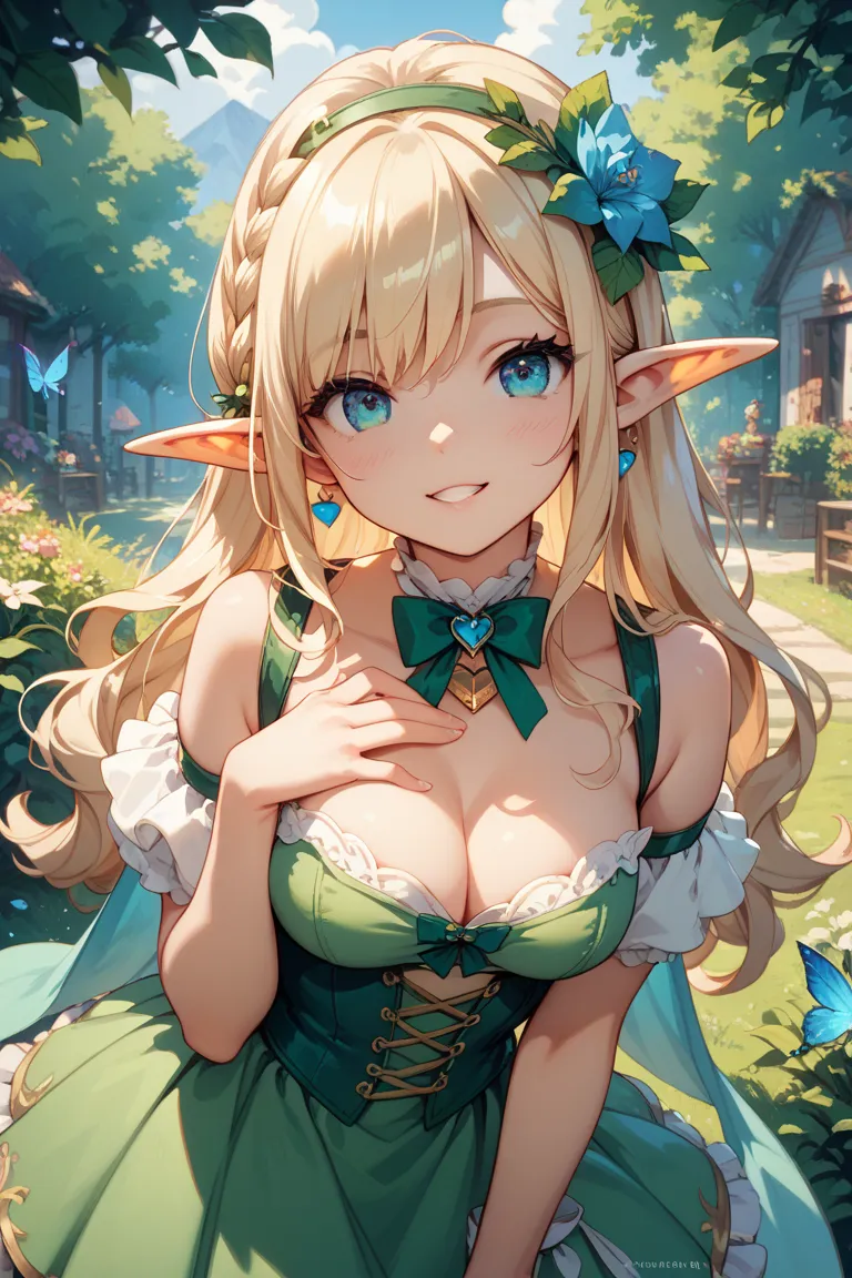 Female elf is a cute little character with a fairy costume and a cute cane
