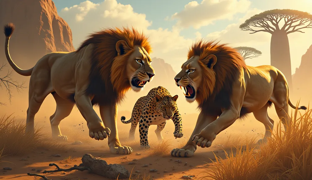 a battle of 12 lions x leopard