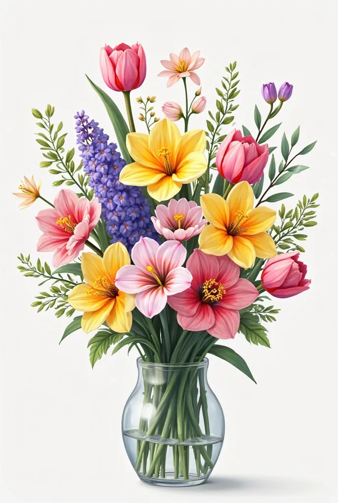 March 8 greeting card with a bouquet of spring flowers