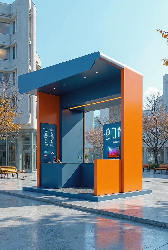  kiosk 3d design blue orange