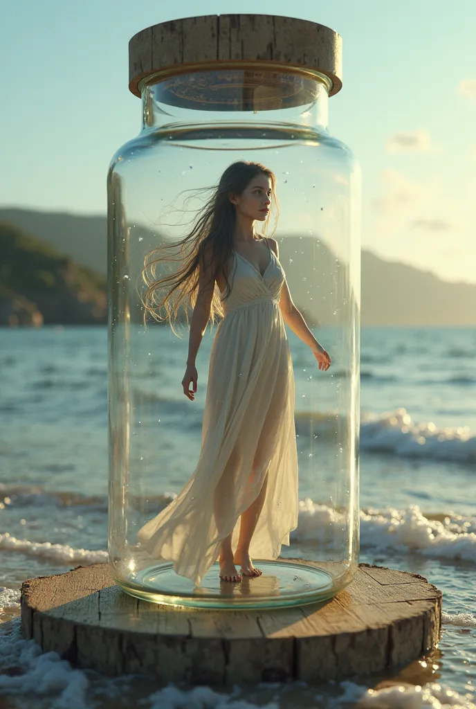 Jinny in glass jar sea side