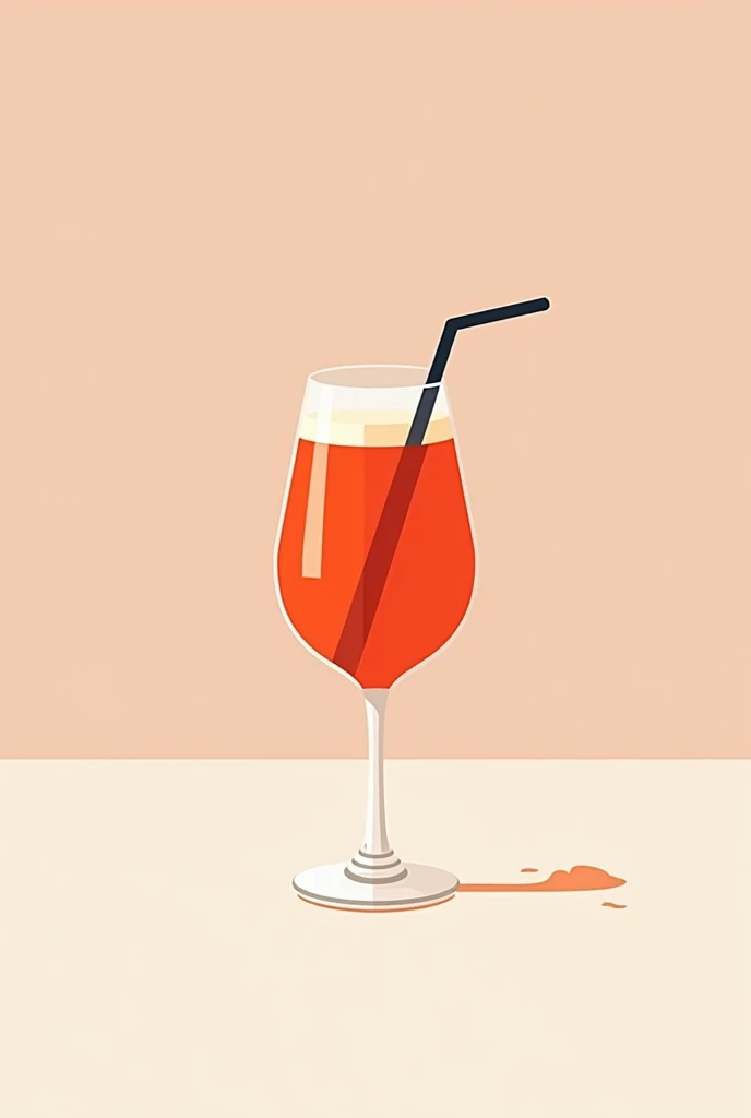 a minimalistic , digital illustration of a glass of Aperol with straw. The style is modern , stylized and soothing, aesthetic 