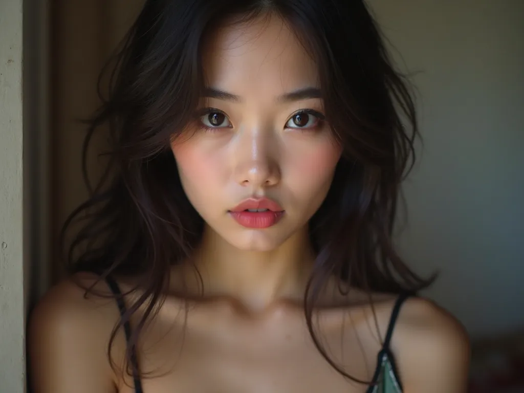 beautiful sexy vietnamese girl, 16k image, very detail image, black eyes, Heart lips, Charming expressions, Extremely detailed and realistic photos. sharp focus. Extremely detailed photos, Skin details, Face details, Hair details, Thoracic area details. ns...