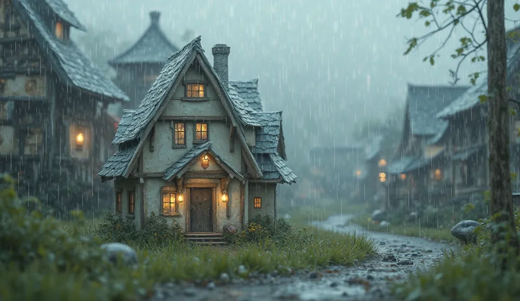 In a small village there is a paper house and everywhere it rains heavily