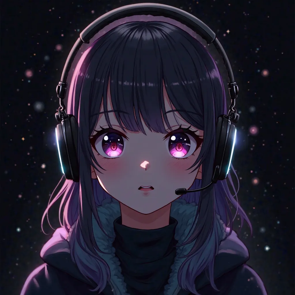 icon anime Girl headset fundo preto, Dark, YouTube Chanel 