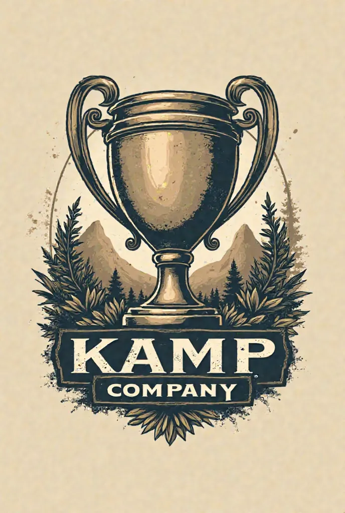 Create a clothing company logo with the name kamp company, Champion style in a more vintage feel