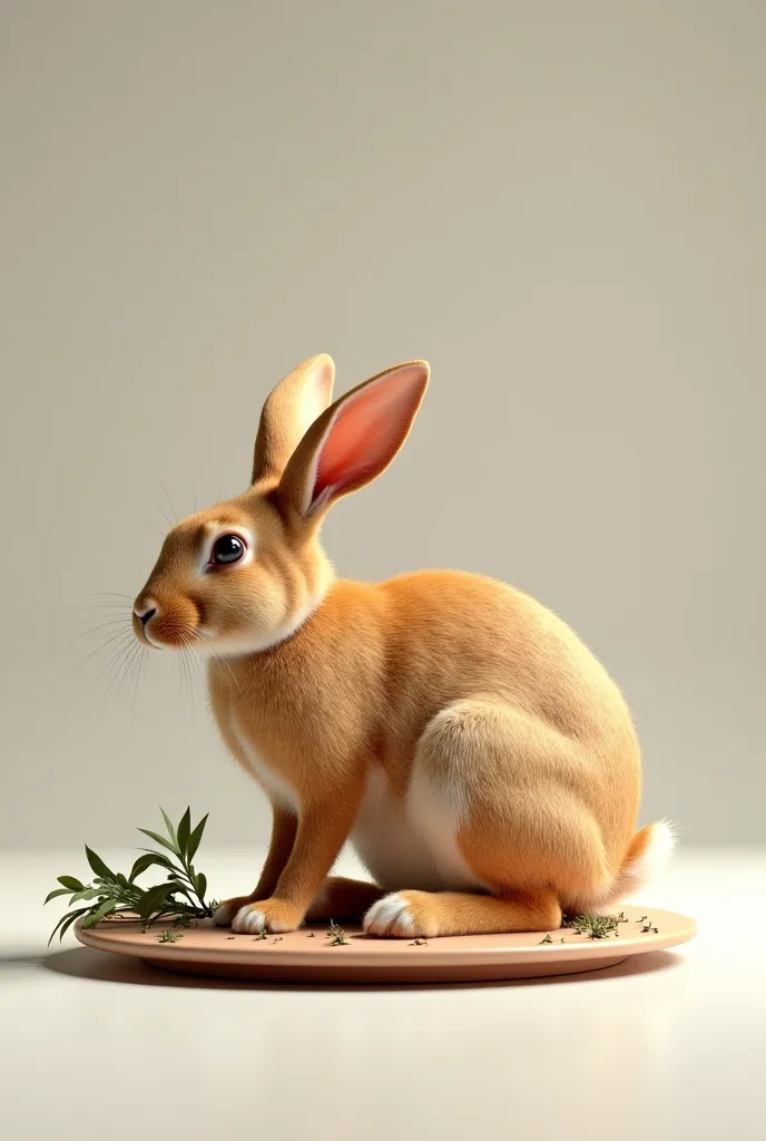 realistic style rabbit cooked, camera