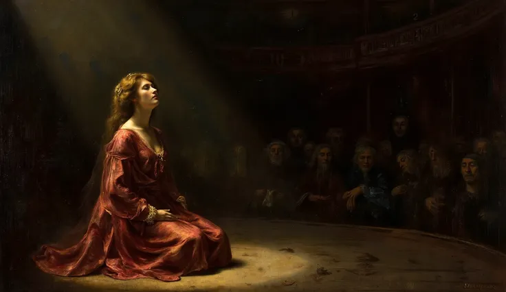 *Oil on canvas, hyperrealism, in the style of the old masters, with rich textures, fine brushwork, and aged details like cracked paint and peeling layers. Strong golden ratio composition, dramatic chiaroscuro lighting, and heightened contrast between light...
