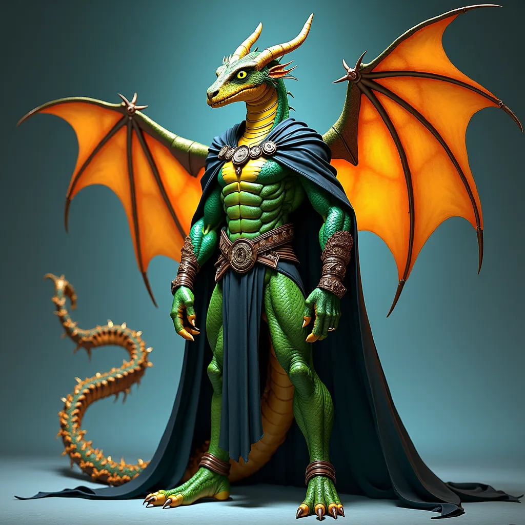 Hyper realistic photo image. Male Celestial dragon God. Full rainbow colored scale dragon-human male hybrid with v-shaped torso very muscular body builder with narrow waist and well rounded buttocks and really long legs and long dragon tail. 7’ tall. Drago...