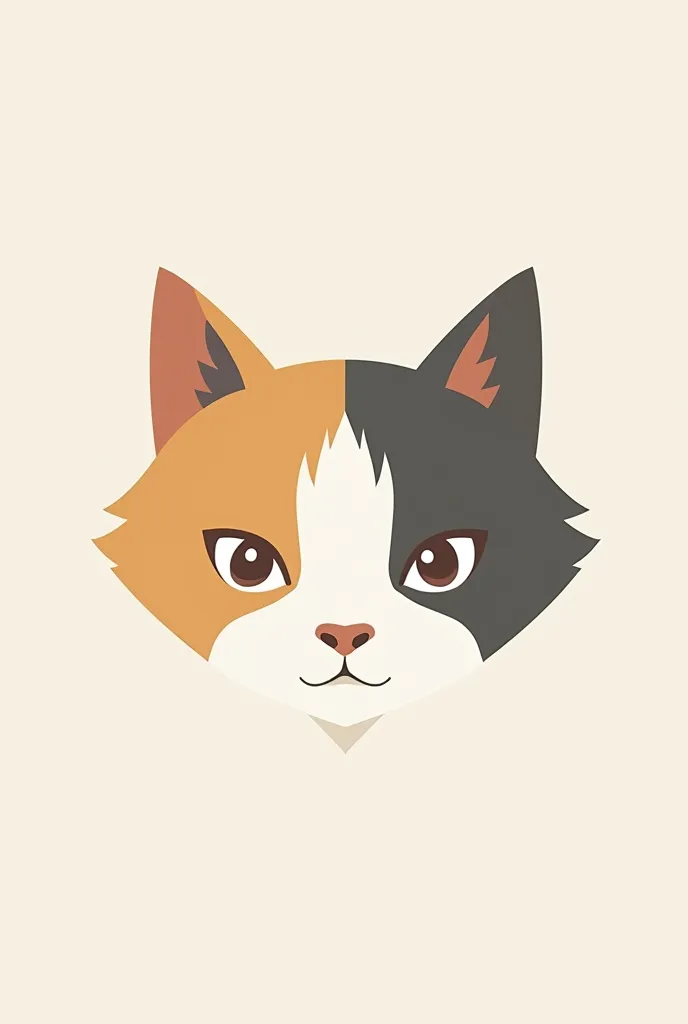 Design a minimalist and modern logo featuring only the face of a cat, closely resembling a Palico from Monster Hunter. The design should have clean lines, simple geometric shapes, and a sleek aesthetic while maintaining the cat's expressive and charismatic...