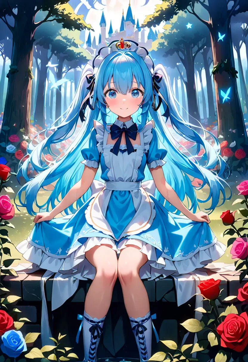 masterpiece, best quality, extremely detailed, (illustration, official art:1.1), 1 girl ,(((( light blue long hair)))), ,(((( light blue long hair)))),light blue hair, , long hair ((blush)) , cute face, big eyes, masterpiece, best quality,(((((a very delic...