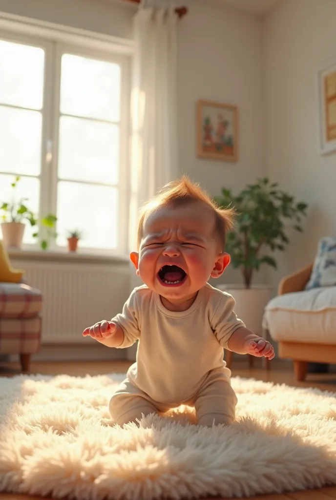 Having a baby tantrum and crying, on oval white house room