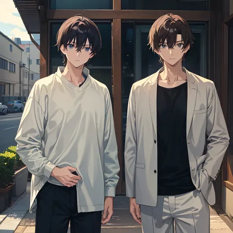 (2 Men:1.4),(2 Men:1.4),Male sports scholarship student,Refreshing Boy,naive boy,male character,(is cool:1.2),[cute],
black hair short hair, young,eye,(usually),(daily:1.2),(animeスタイル,anime効果,anime),,(The human body is structurally accurate ),(face:1.06),(...