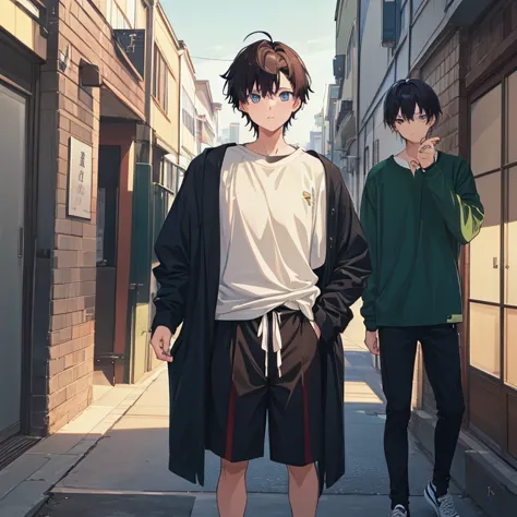 (2 Men:1.4),(2 Men:1.4),Male sports scholarship student,Refreshing Boy,naive boy,male character,(cool:1.2),[cute],
black hair short hair, young,eye,(usually),(daily:1.2),(animeスタイル,anime効果,anime),,(The human body is structurally accurate ),(face:1.06),(dai...