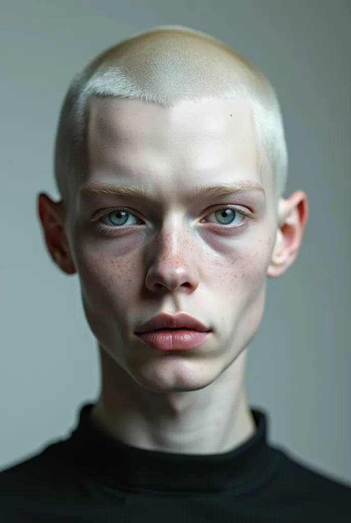 A boy, Handsome albino man with buzzcut